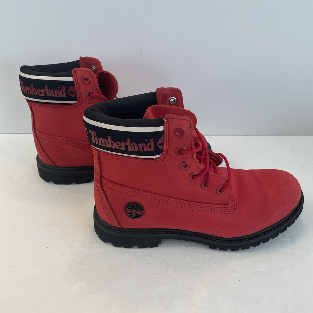 New! Timberland Women's Red Lace Up Hiking Boots ‎ Size 8